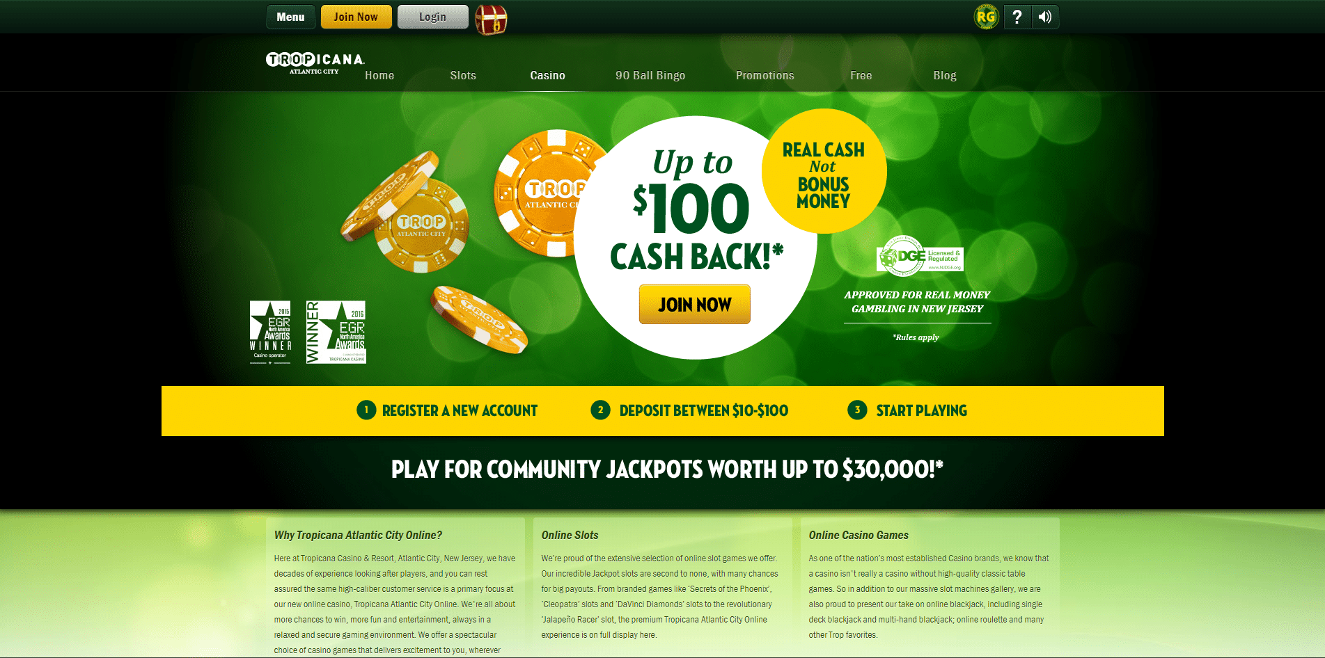 Tropicana Casino Screen 1